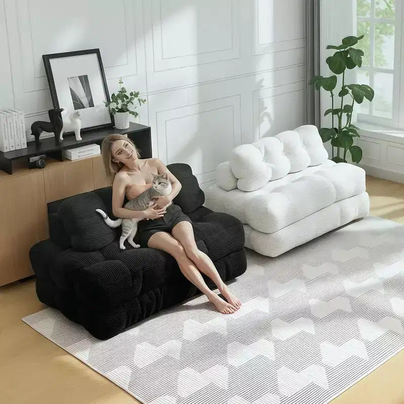 Garvee Divano Letto Sedia 3 in 1 Portatile Pieghevole Matrimoniale con Cuscino, Materasso e Schienale Pieghevole Convertibile, Divano da Terra Portatile
