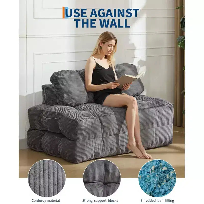 Garvee Divano Letto Sedia 3 in 1 Portatile Pieghevole Matrimoniale con Cuscino, Materasso e Schienale Pieghevole Convertibile, Divano da Terra Portatile