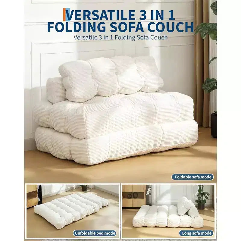Garvee Divano Letto Sedia 3 in 1 Portatile Pieghevole Matrimoniale con Cuscino, Materasso e Schienale Pieghevole Convertibile, Divano da Terra Portatile
