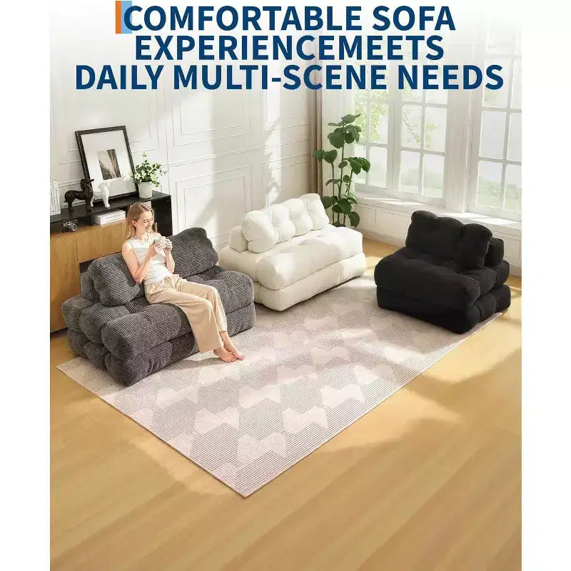 Garvee Divano Letto Sedia 3 in 1 Portatile Pieghevole Matrimoniale con Cuscino, Materasso e Schienale Pieghevole Convertibile, Divano da Terra Portatile