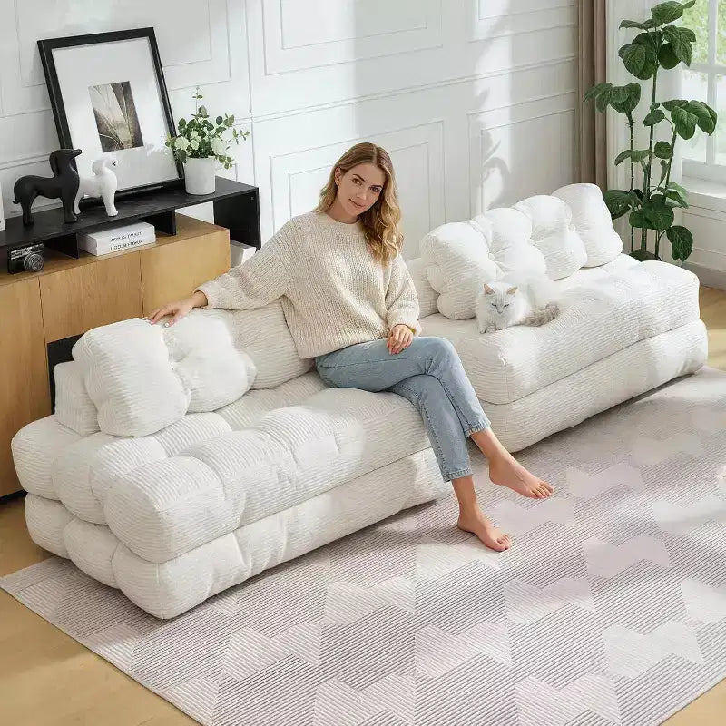 Garvee Divano Letto Sedia 3 in 1 Portatile Pieghevole Matrimoniale con Cuscino, Materasso e Schienale Pieghevole Convertibile, Divano da Terra Portatile