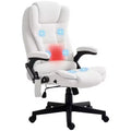 6 Point Vibrating Massage Office Chair with Heat, Linen High Back Massage Desk Chair with Reclining Backrest