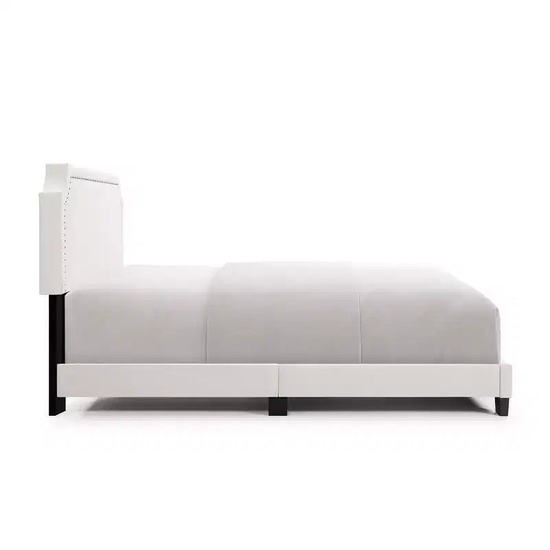 Okak Queen/Full Size Struttura Letto Matrimoniale/Doppia con Testiera Imbottita in Lino, Letto a Piattaforma Moderno Senza Necessità di Rete a Molle