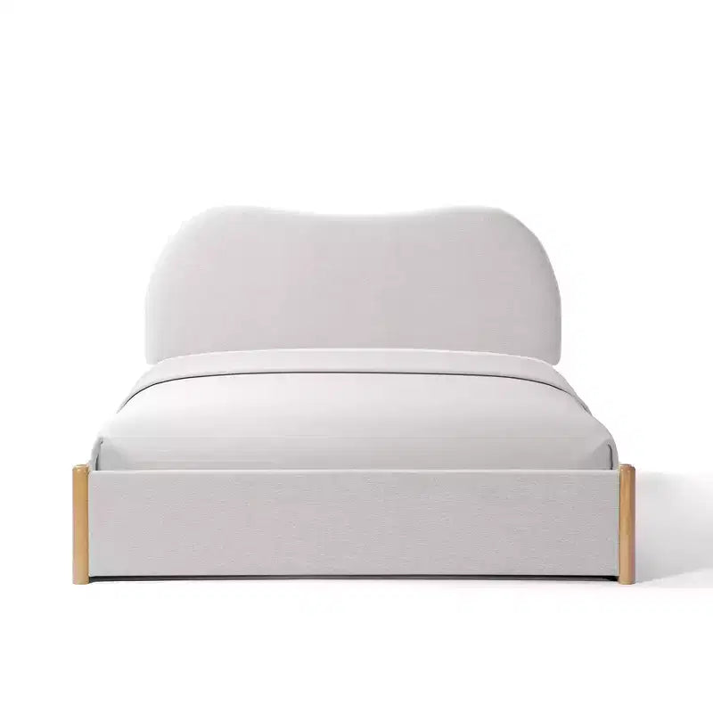 Okak Queen/Full Size Struttura Letto Matrimoniale/Doppia con Testiera Imbottita in Lino, Letto a Piattaforma Moderno Senza Necessità di Rete a Molle