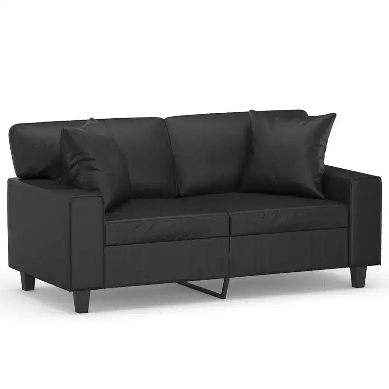 vidaXL 2-Seater Sofa with Throw Pillows Loveseat Couch Black Faux Leather