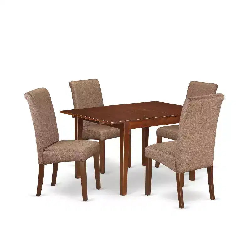 HomeStock 5-Pc Mahogany Finish Solid Wood Top - Dining Room Set - Seats 4