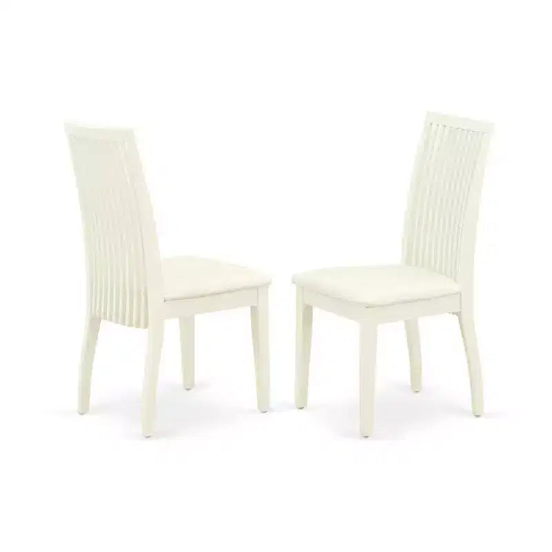 Set da pranzo 3 pezzi con piano in legno massello finitura lino bianco - 4 posti