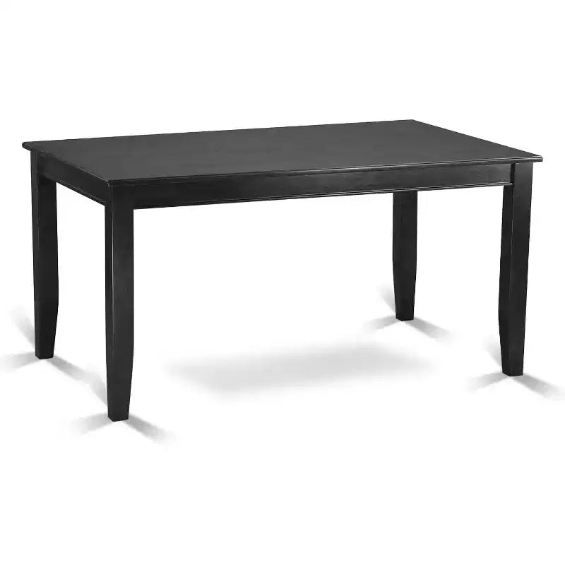 HomeStock Tavolo da Pranzo Rettangolare 5 Pezzi con Piano in Legno Massello Finitura Nera e 4 Sedie Parson