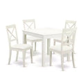 HomeStock 5-Pc Linen White Finish Solid Wood Top - Dining Room Set - Seats 4