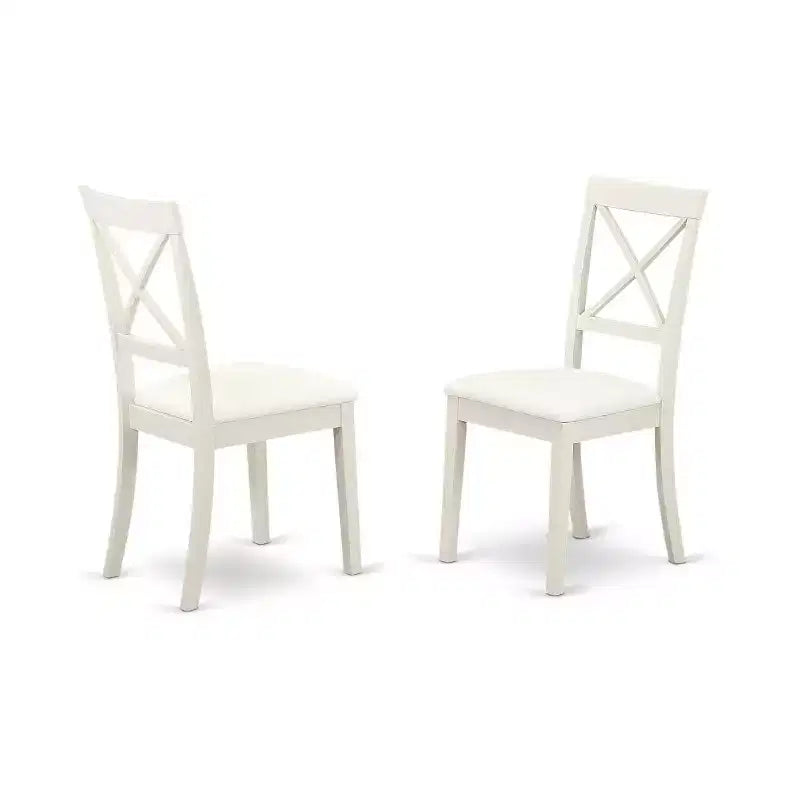 HomeStock Set da pranzo 5 pezzi in legno massello con finitura lino bianco - 4 posti