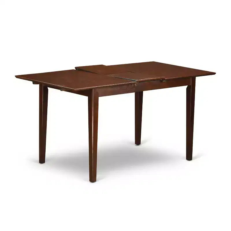 HomeStock Set da Pranzo 3 Pezzi con Tavolo Rettangolare in Legno Massello con Finitura Mogano e Allunga a Farfalla