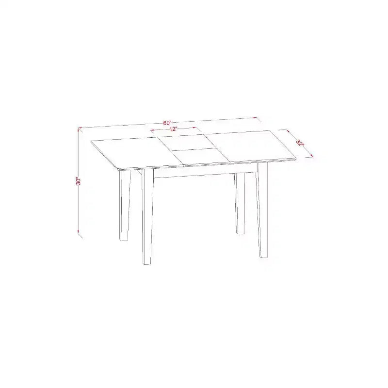 HomeStock Set da Pranzo 3 Pezzi con Tavolo Rettangolare in Legno Massello con Finitura Mogano e Allunga a Farfalla