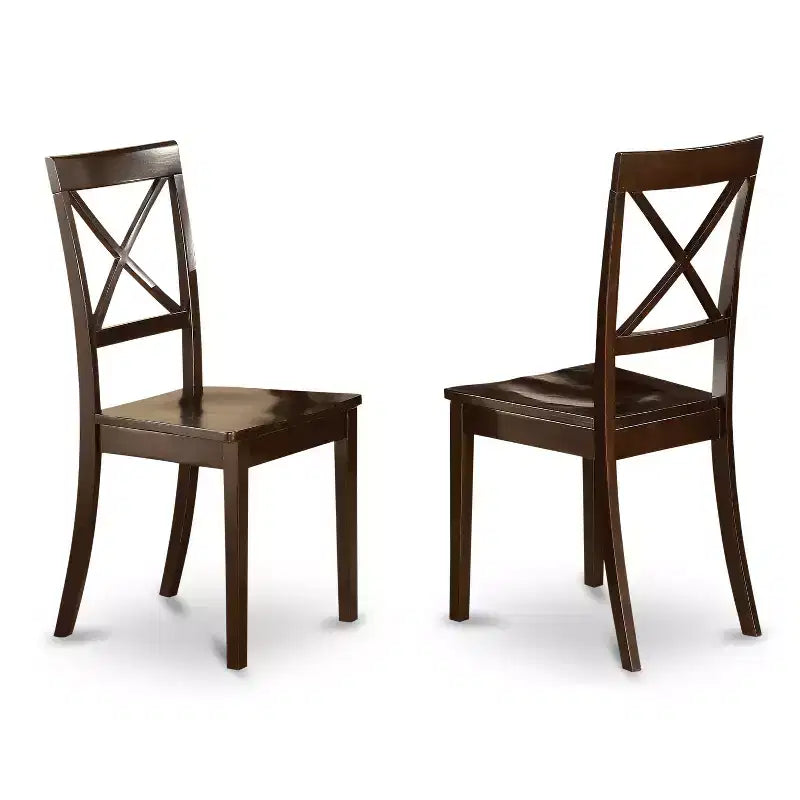 Tavolo da pranzo HomeStock 6 pezzi quadrati in legno massello con finitura color cappuccino, con 1 panca e 4 sedie