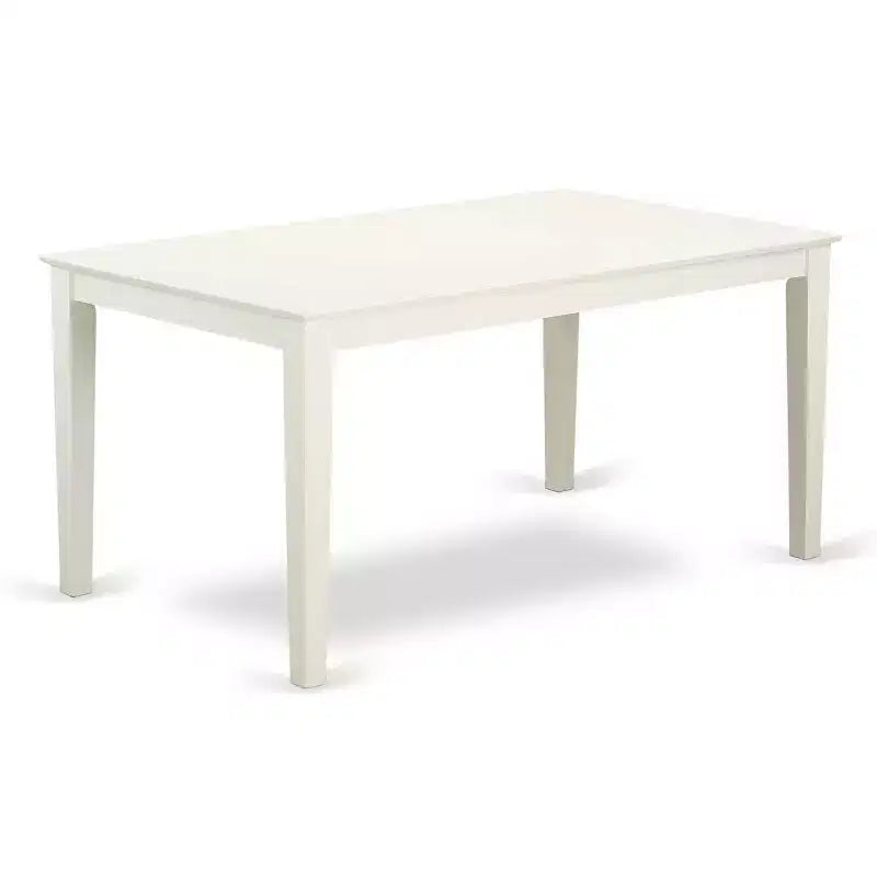 HomeStock Tavolo da Pranzo Rettangolare 7 Pezzi in Legno Massello con Finitura Lino Bianco e 6 Sedie Parson