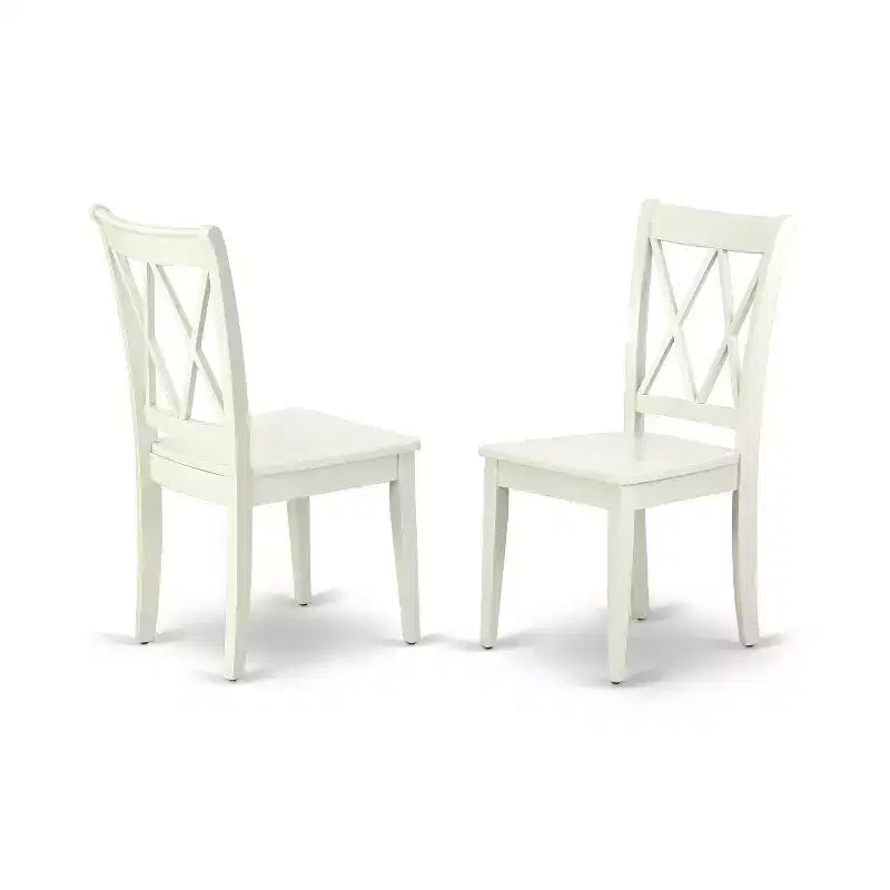HomeStock Set da Pranzo Rettangolare da 5 Pezzi in Legno Massello con Finitura Bianco Lino - 4 Posti