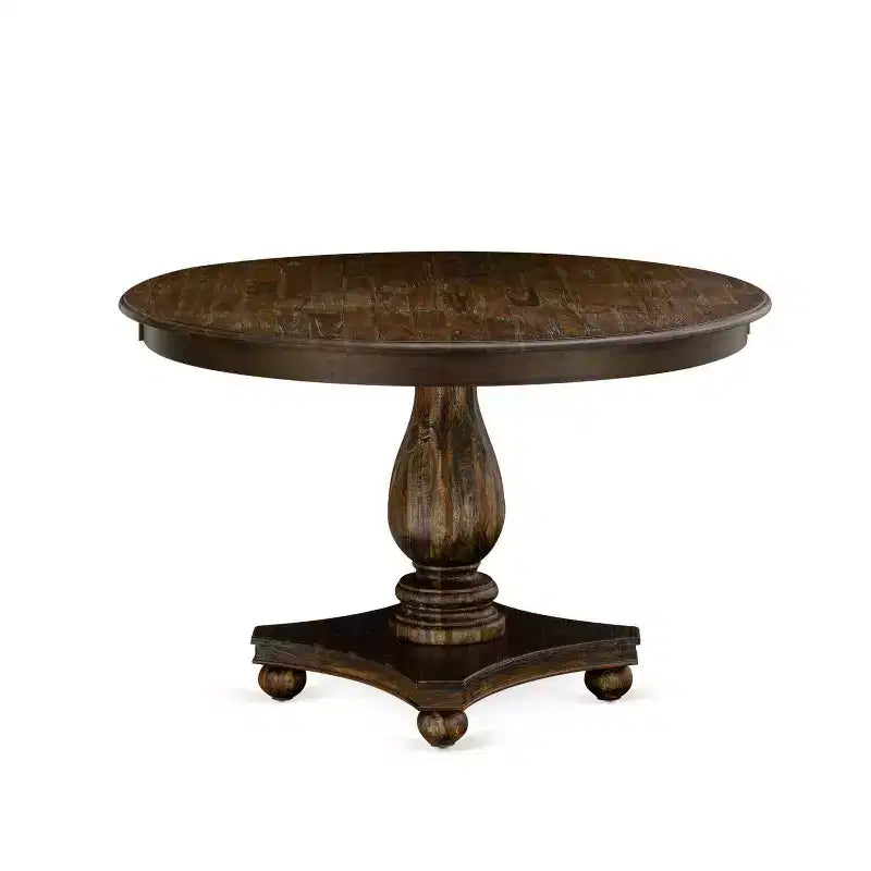 HomeStock Tavolo da pranzo a 5 pezzi con piano in legno massiccio, finitura in stile giacobiano anticato, e 4 sedie Parson