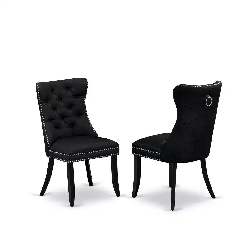 HomeStock Set tavolo da pranzo rettangolare 3 pezzi con piano in legno massello finitura nera e prolunga a farfalla