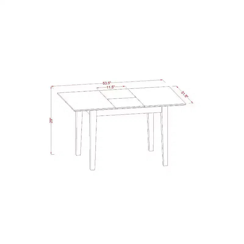 HomeStock Set da pranzo in 5 pezzi in legno massello nero, piano rettangolare, imbottito con bottoni, con prolunga a farfalla, 4 posti
