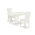 HomeStock 3-Pc Linen White Finish Rectangular Solid Wood Top With Dropleaf Dining Table Set