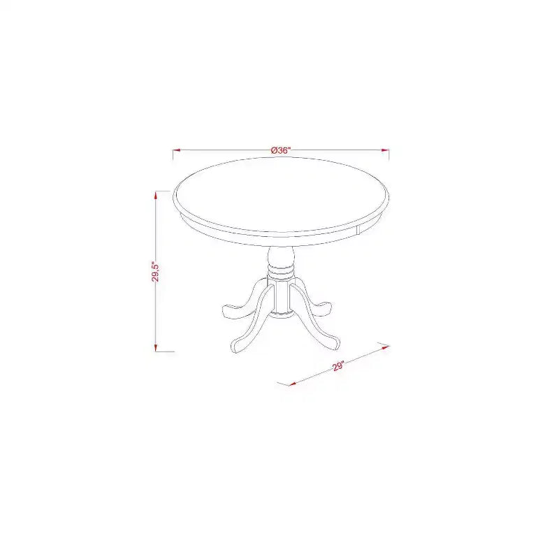 Set da pranzo rotondo 5 pz - Tavolo da 36" e 4 sedie - Tessuto in lino, gambe in mogano - Elegante arredamento per sala da pranzo