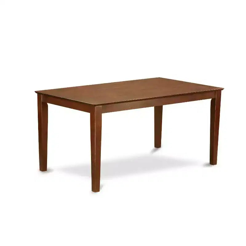 Set tavolo da cucina 5 pezzi - Sedie in tessuto color lino marrone - Gambe in mogano - Tavolo da pranzo