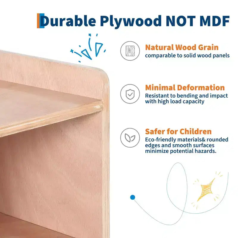 Scaffale Montessori in Legno, Organizer per Giocattoli e Libri a 6 Scomparti con Divisori Regolabili, Libreria per Bambini con Finitura Naturale per Sale Giochi, Camerette