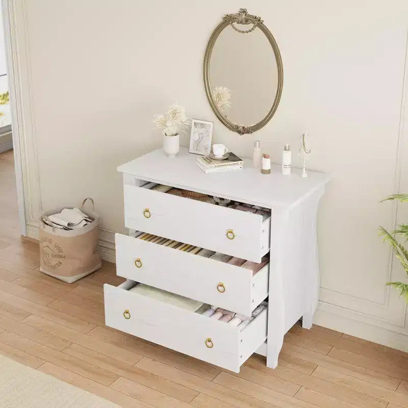 COZONY Cassettiera in Legno a 3 Cassetti con Maniglie in Metallo, Mobile Contenitore Moderno per Camera da Letto, Soggiorno, Ingresso