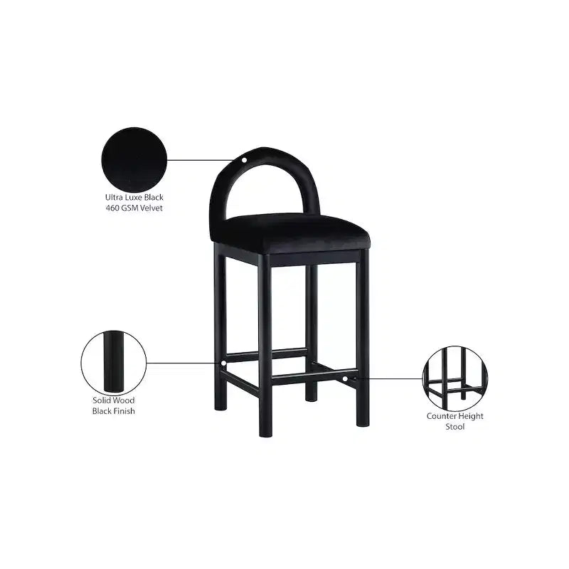 Meridian Furniture, Sgabello da bancone Conrad in velluto