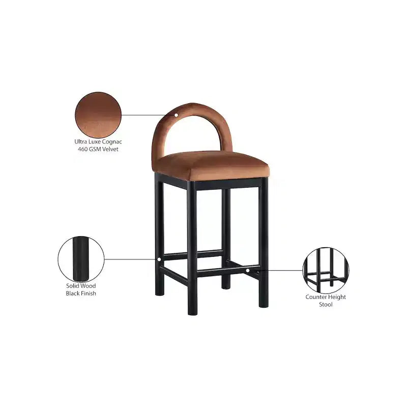 Meridian Furniture, Sgabello da bancone Conrad in velluto