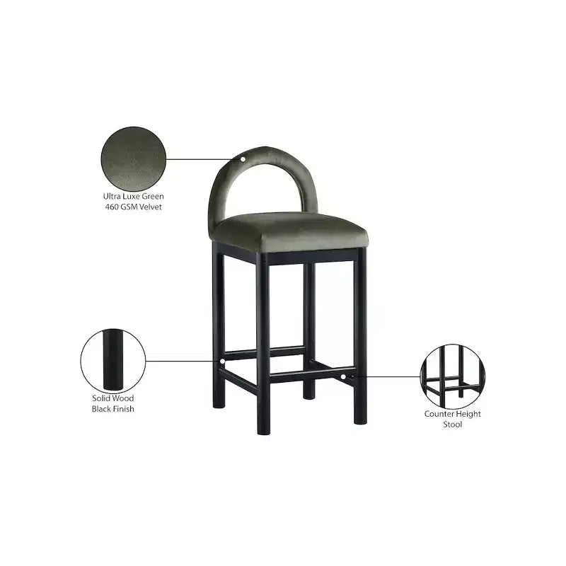 Meridian Furniture, Sgabello da bancone Conrad in velluto