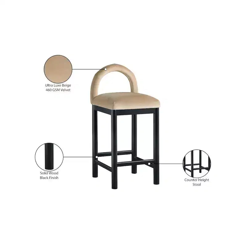 Meridian Furniture, Sgabello da bancone Conrad in velluto