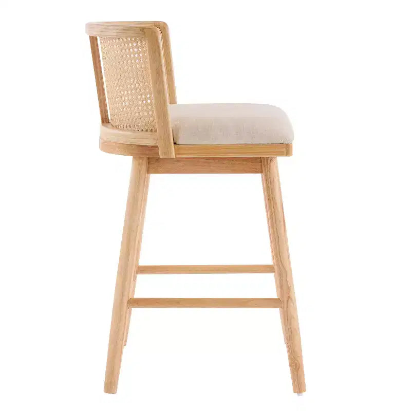 Christopher Knight Home Nilo Moderni Sgabelli da bancone imbottiti in rattan intrecciato e legno di gomma con schienale curvo in rattan (set da 4)