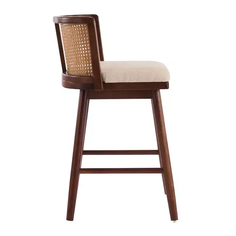 Christopher Knight Home Nilo Moderni Sgabelli da bancone imbottiti in rattan intrecciato e legno di gomma con schienale curvo in rattan (set da 4)