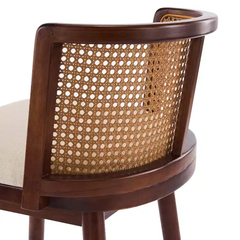 Christopher Knight Home Nilo Moderni Sgabelli da bancone imbottiti in rattan intrecciato e legno di gomma con schienale curvo in rattan (set da 4)