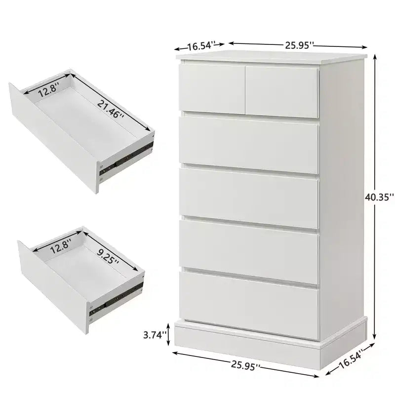 GDFStudio Miri Cassettiera Alta Moderna in Legno 40H con Maniglie Nascoste e 6 Cassetti
