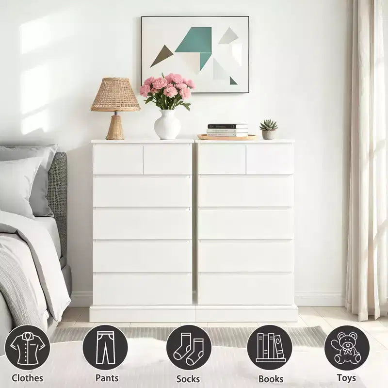GDFStudio Miri Cassettiera Alta Moderna in Legno 40H con Maniglie Nascoste e 6 Cassetti