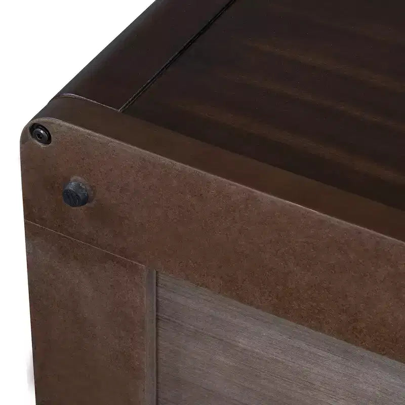 Tavolino da Caffè Quadrato in Legno con Contenitore, Tavolino Centrale a 2 Livelli, Tavolino con Vano Contenitore Semiaperto per Soggiorno