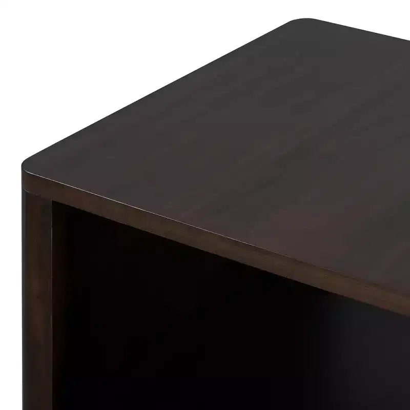 Tavolino da Caffè Quadrato in Legno con Contenitore, Tavolino Centrale a 2 Livelli, Tavolino con Vano Contenitore Semiaperto per Soggiorno