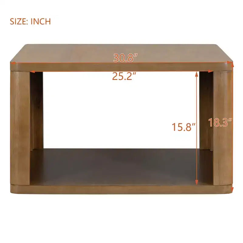 Tavolino da Caffè Quadrato in Legno con Contenitore, Tavolino Centrale a 2 Livelli, Tavolino con Vano Contenitore Semiaperto per Soggiorno