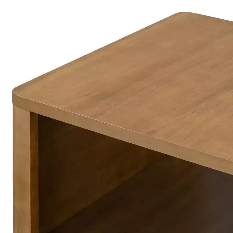 Tavolino da Caffè Quadrato in Legno con Contenitore, Tavolino Centrale a 2 Livelli, Tavolino con Vano Contenitore Semiaperto per Soggiorno