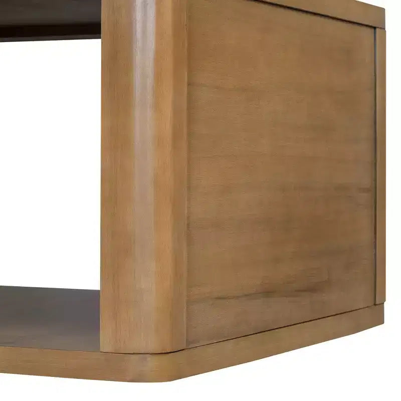 Tavolino da Caffè Quadrato in Legno con Contenitore, Tavolino Centrale a 2 Livelli, Tavolino con Vano Contenitore Semiaperto per Soggiorno