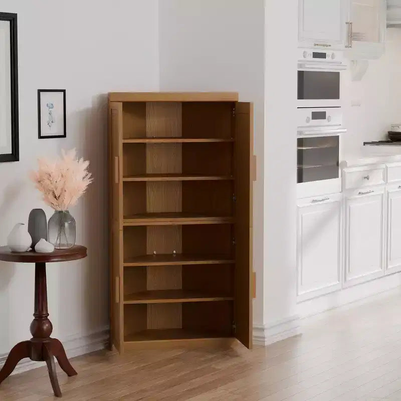 MAYEERTY Mobile Contenitore ad Angolo Moderno in Legno Massello a 4 Ante, Soluzione Salvaspazio per Angolo di Casa e Soggiorno, Beige, 2 Pezzi