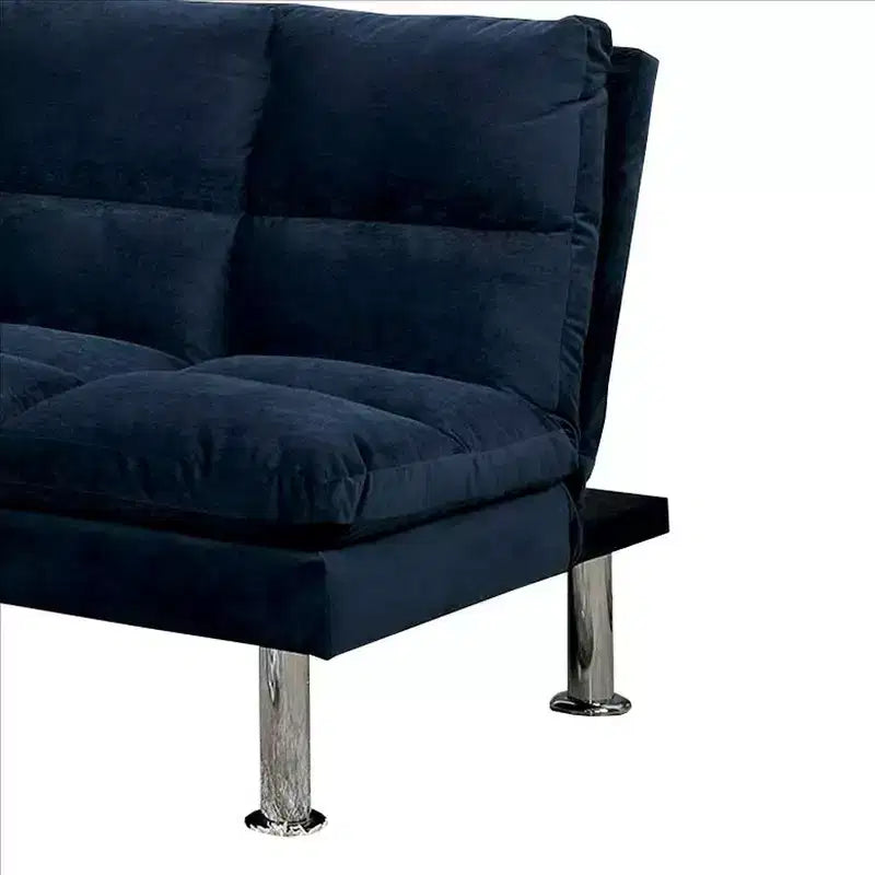 Divano Royal Hampton con Seduta Imbottita Capitonnè e Gambe in Metallo, Blu