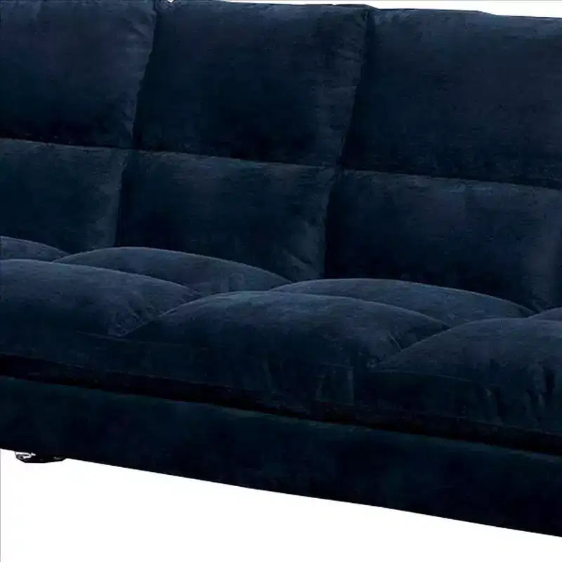 Divano Royal Hampton con Seduta Imbottita Capitonnè e Gambe in Metallo, Blu