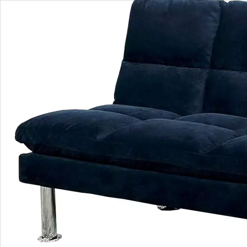Divano Royal Hampton con Seduta Imbottita Capitonnè e Gambe in Metallo, Blu