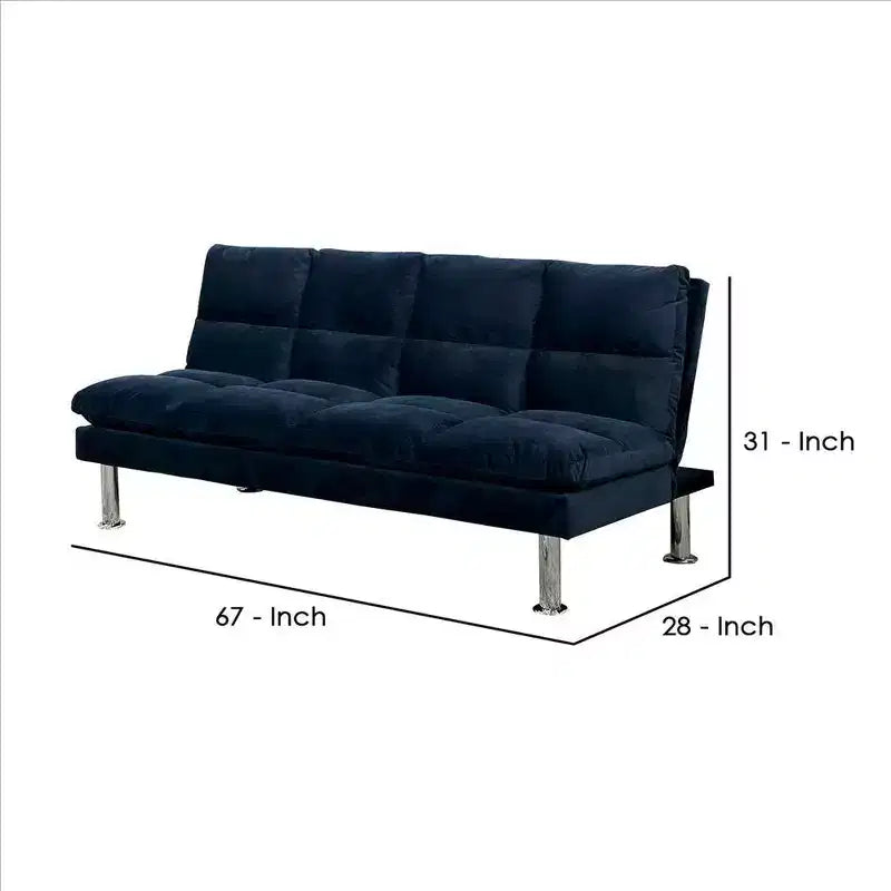 Divano Royal Hampton con Seduta Imbottita Capitonnè e Gambe in Metallo, Blu