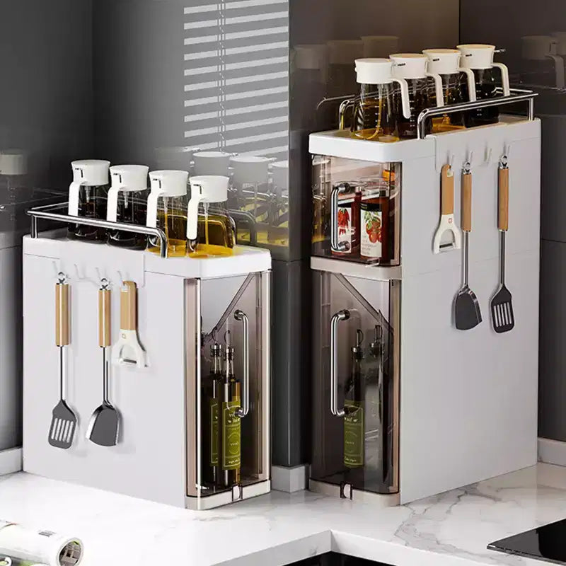 Contenitore porta spezie organizer da scrivania, armadietto da incasso in plastica a cassetti, porta spezie impermeabile adatto per cucine