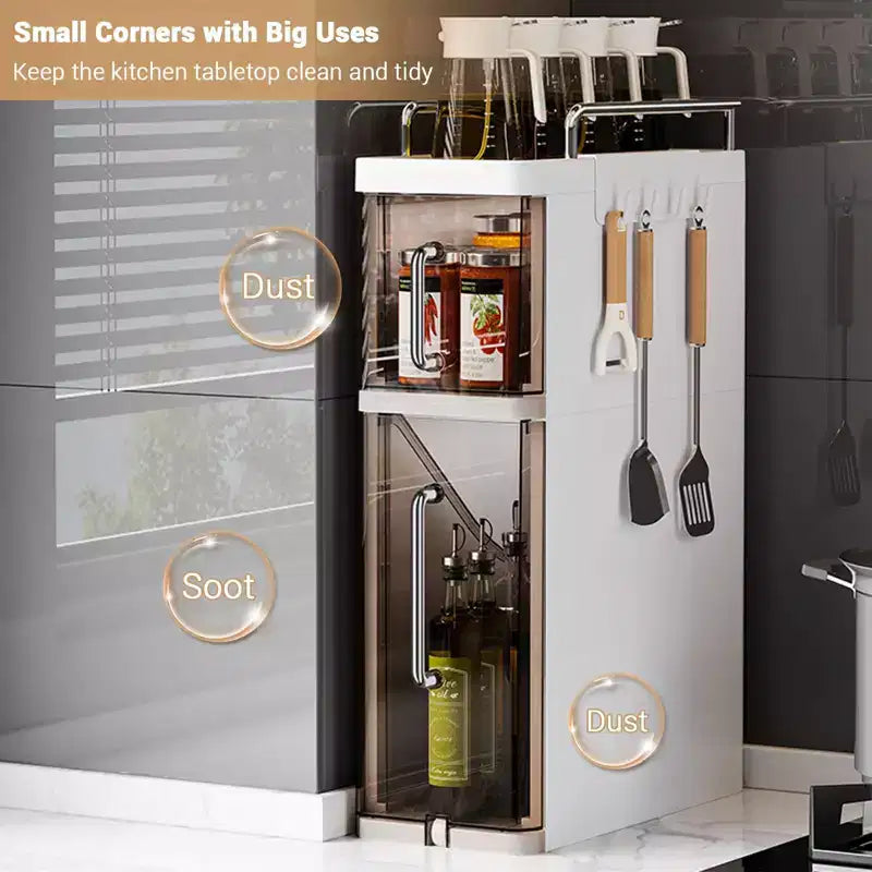 Contenitore porta spezie organizer da scrivania, armadietto da incasso in plastica a cassetti, porta spezie impermeabile adatto per cucine