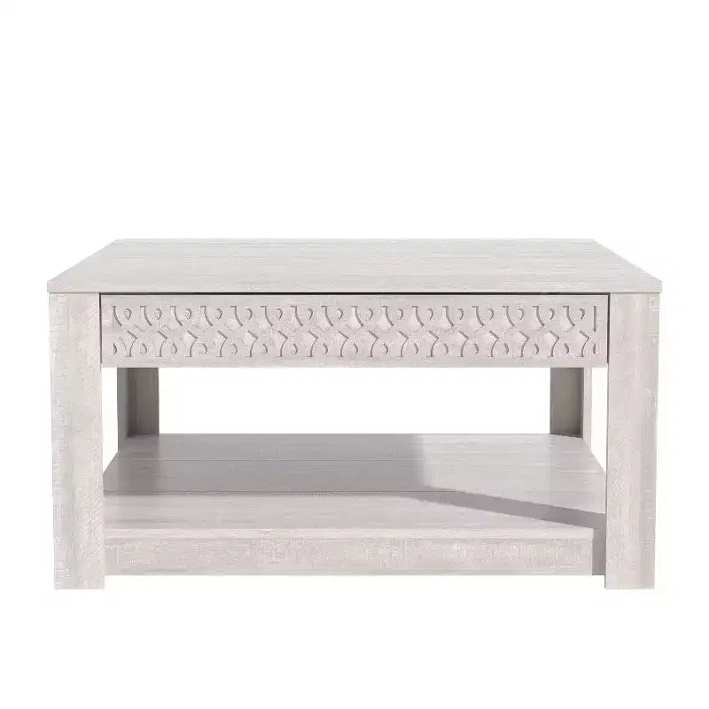 Galano Square Coffee Table with Cutout Drawer Storage 31.5 W  31.5 D  16.3 H