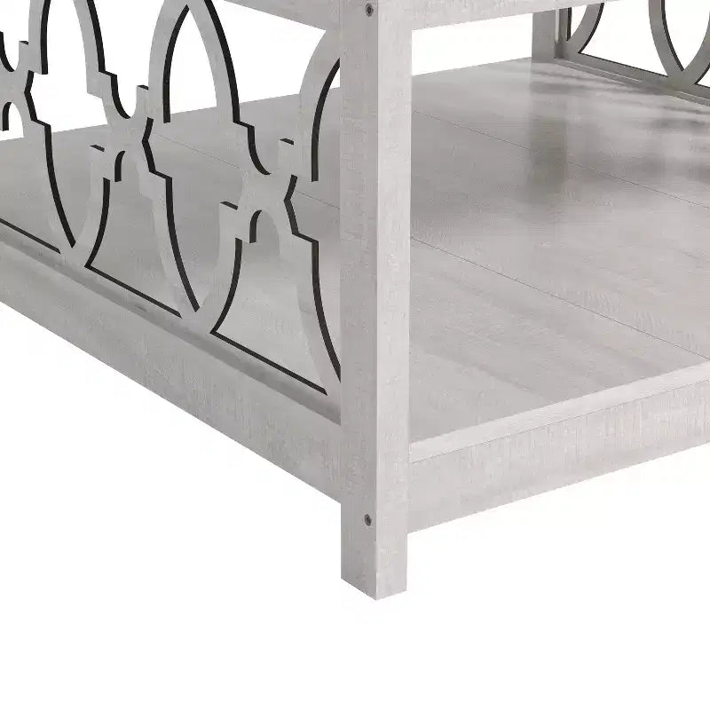 Tavolino da caffè quadrato Galano con ripiano portaoggetti in rovere grigio polvere 34,9 L 34,8 P 17,1 H